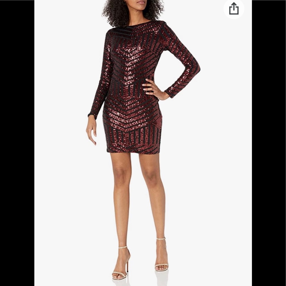 2X “HOST PICK” Dress the Population Geo Stripe Sequined Dress